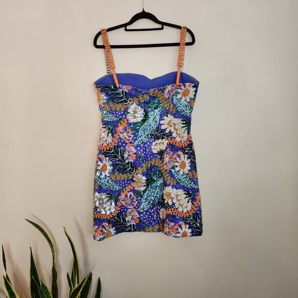 Nadine Merabi Embellished Floral Mini Dress – Stunning Sequins – Size 10 - Picture 4 of 8